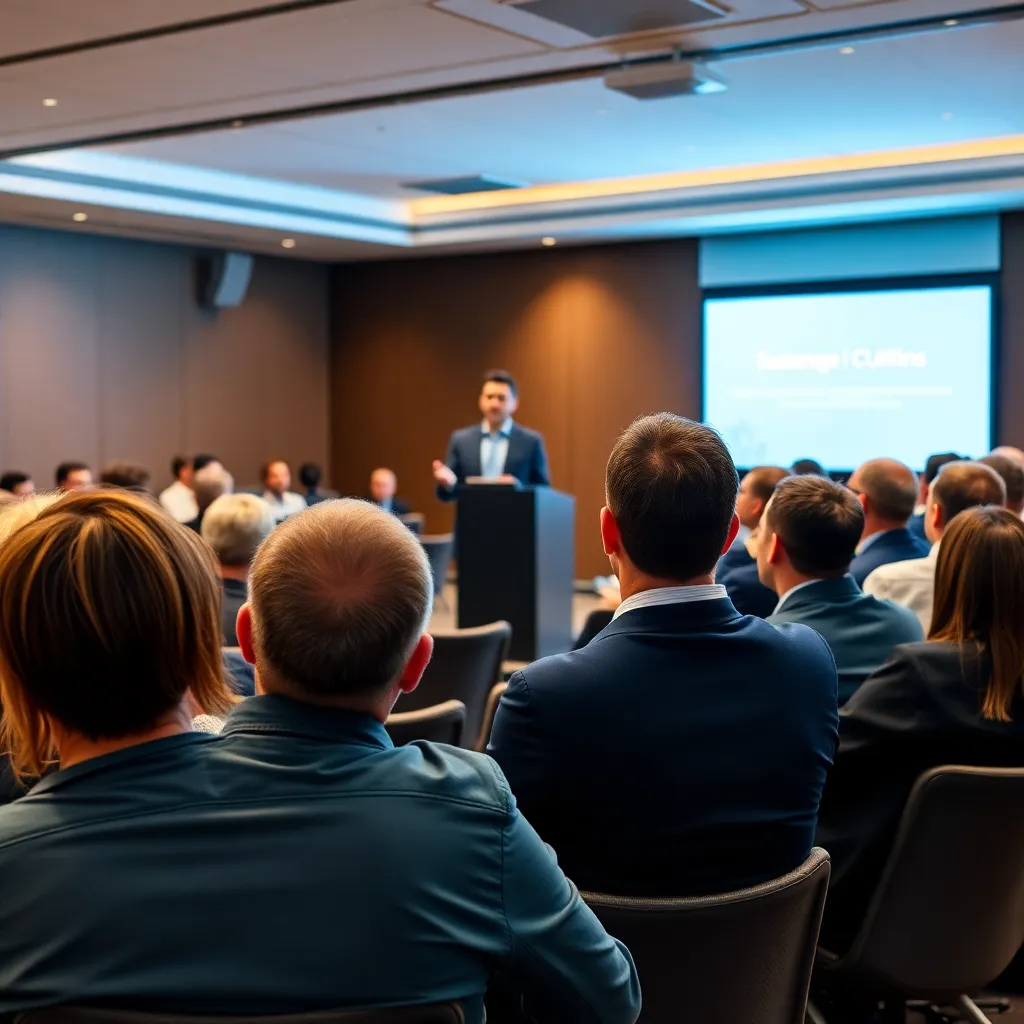 Professionele spreker presenteert voor Nederlands zakelijk publiek