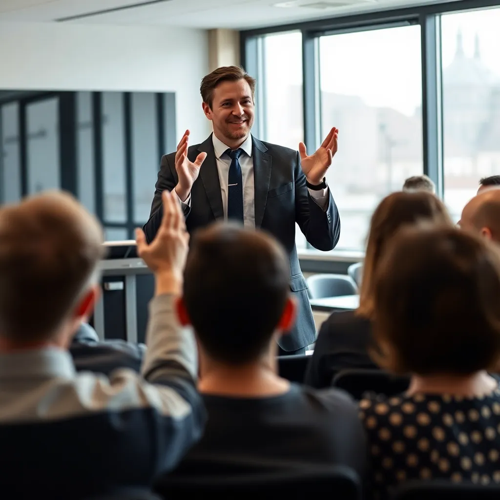 Zelfverzekerde zakenvrouw geeft presentatie aan collega's