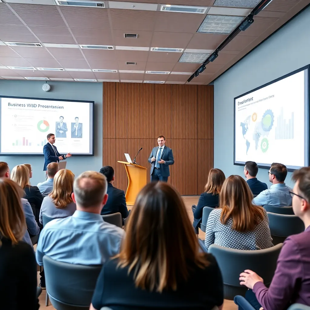 Professionele presentatie met minimale tekst en sterke visuele elementen