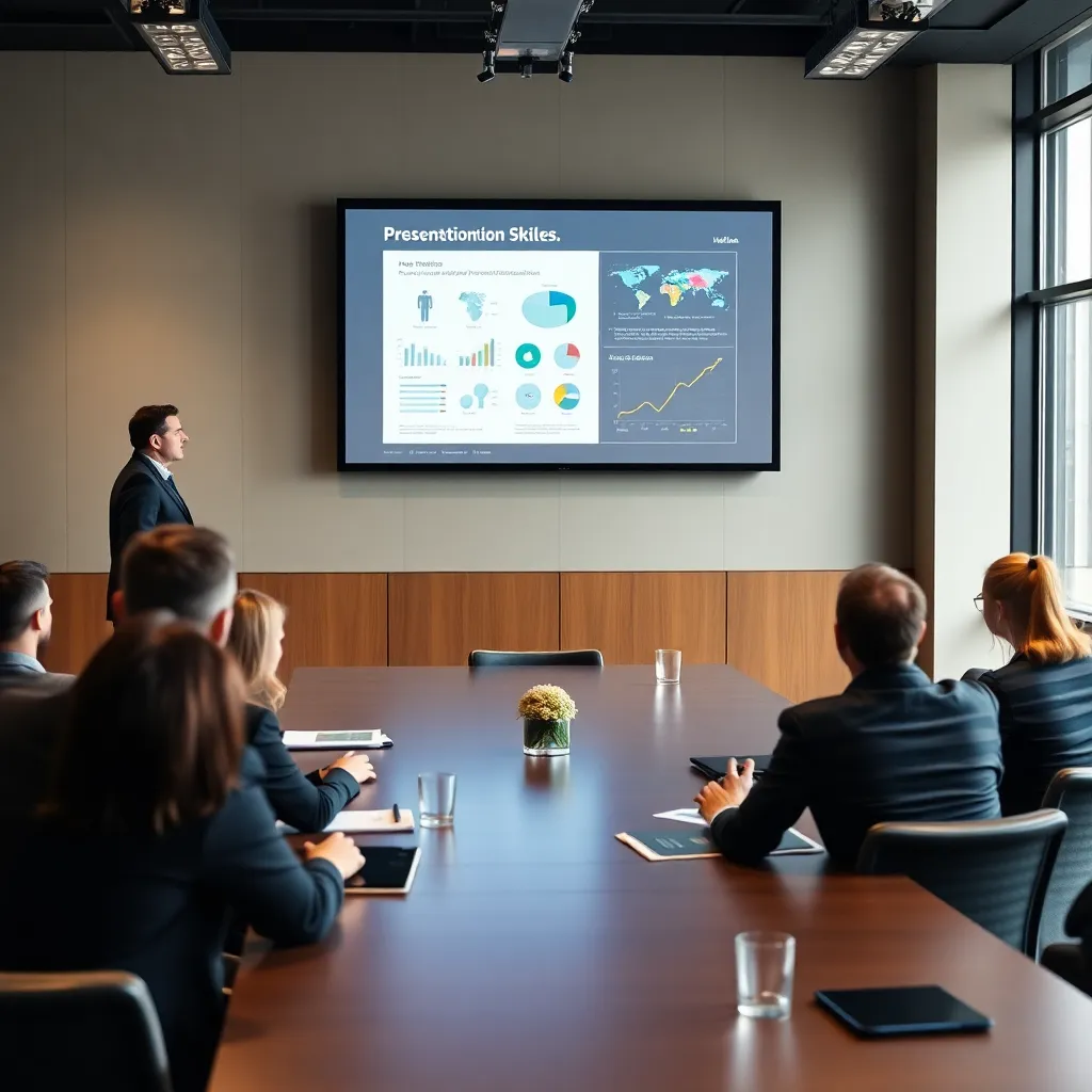 Zelfverzekerde zakenvrouw geeft presentatie met krachtige lichaamstaal